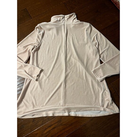 Soft Surroundings Velvety Mock Shirt peachy pink ls velour stretchy sz Lg - Picture 10 of 10